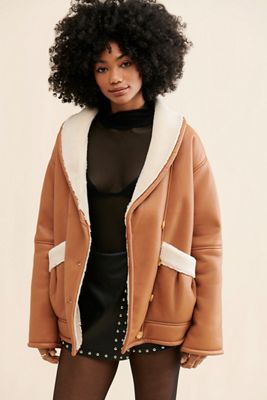 Nuuly x [BLANKNYC] Vegan Leather Sherpa Lined Coat