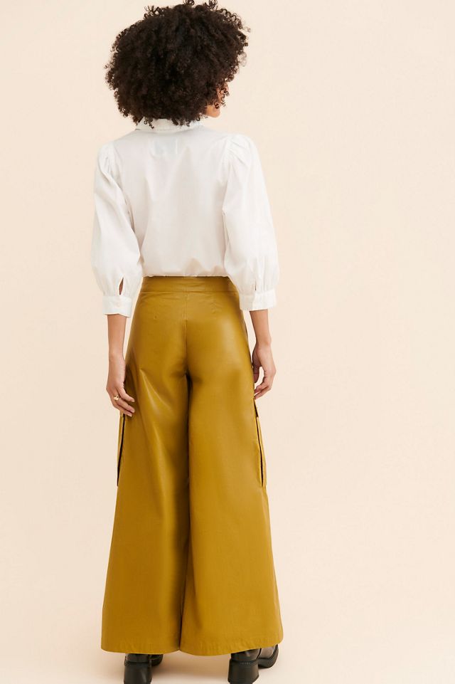 Corey Lynn Calter Cargo Wide Leg Vegan Leather Pants #1