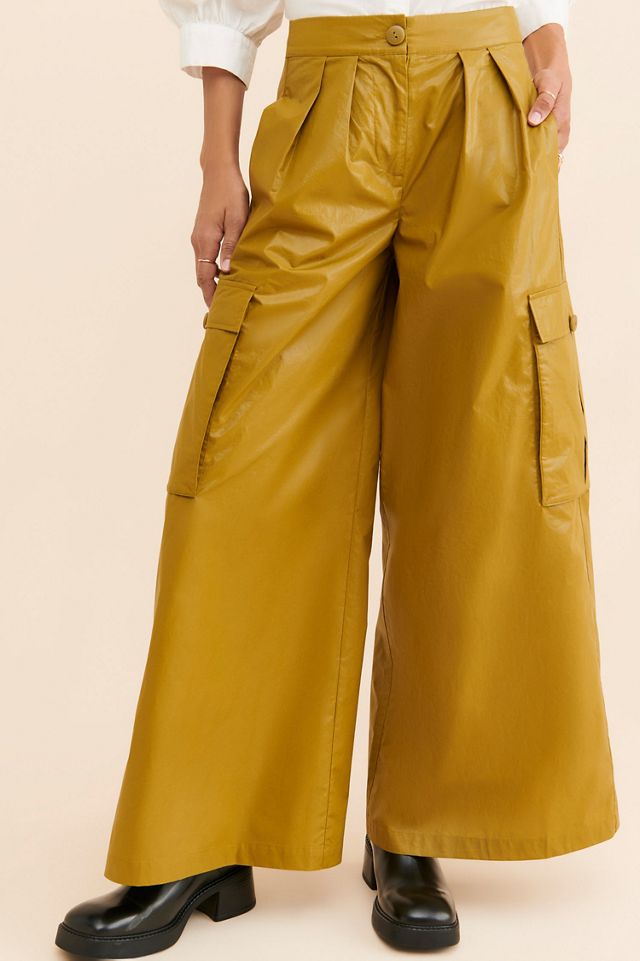Corey Lynn Calter Cargo Wide Leg Vegan Leather Pants #3