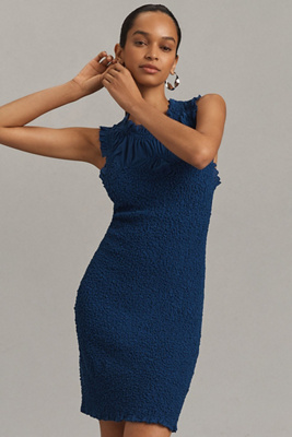 Mock-Neck Textured Mini Dress | Anthropologie