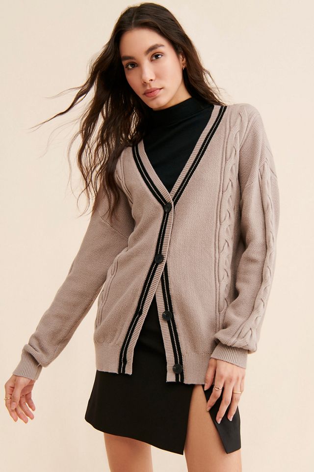 FRENCHMAUVE Cable Knit Oversized Cardigan #5