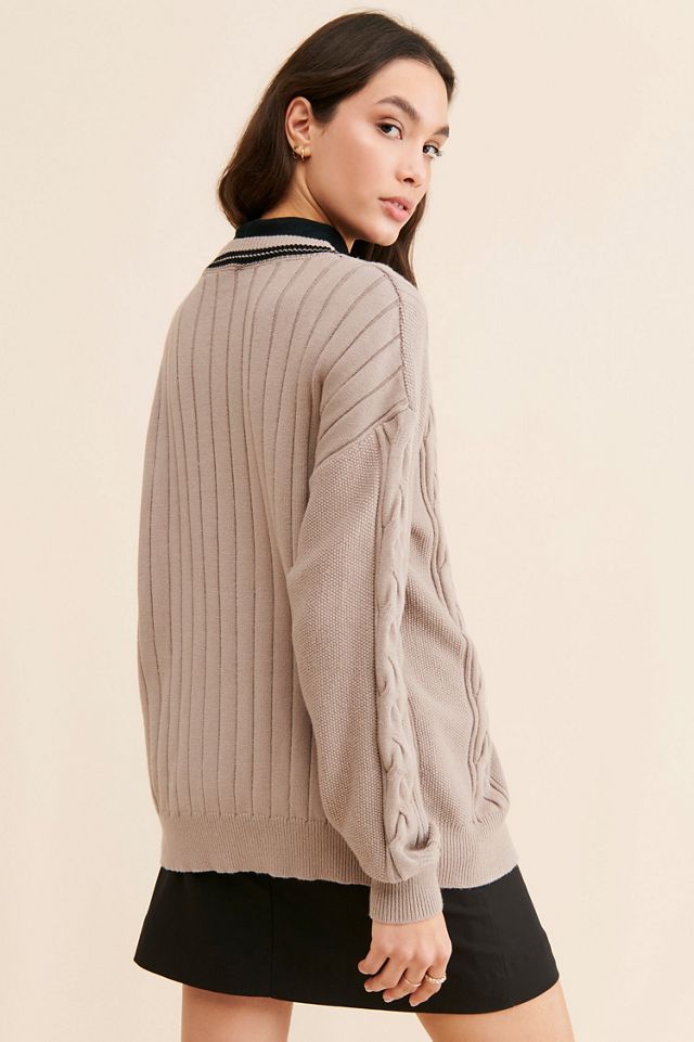 FRENCHMAUVE Cable Knit Oversized Cardigan #1