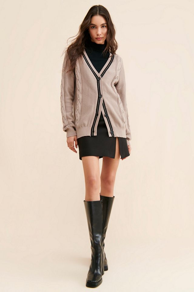 FRENCHMAUVE Cable Knit Oversized Cardigan #3