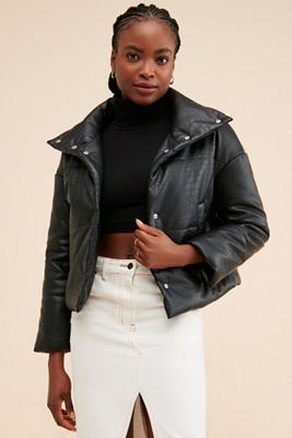 Jules Kae Vegan Leather Croc Anastasia Jacket | Anthropologie