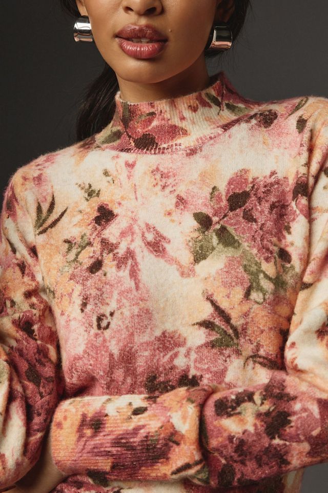 Kachel Mock-Neck Floral Open-Back Sweater #2
