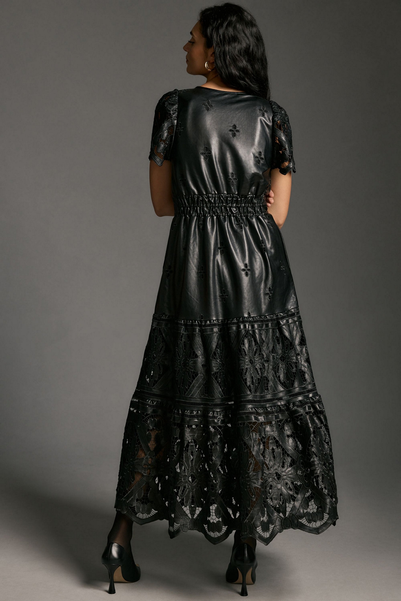The Somerset Maxi Dress: Faux Leather Embroidered Edition