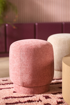Anthropologie Willet Woven Rounded Ottoman In Pink