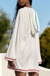 Flat White Terry Crochet Fringe Hooded Kaftan