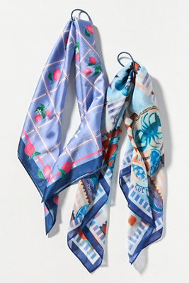 By Anthropologie Fruit Stand Head Scarves, Set Of 2 In Purple