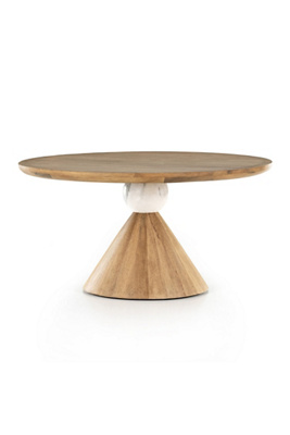 Anthropologie Bibianna 60" Round Wood & Marble Dining Table
