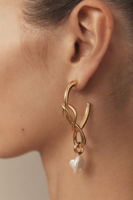 Missoma Molton Baroque Pearl Knot Hoop Earrings