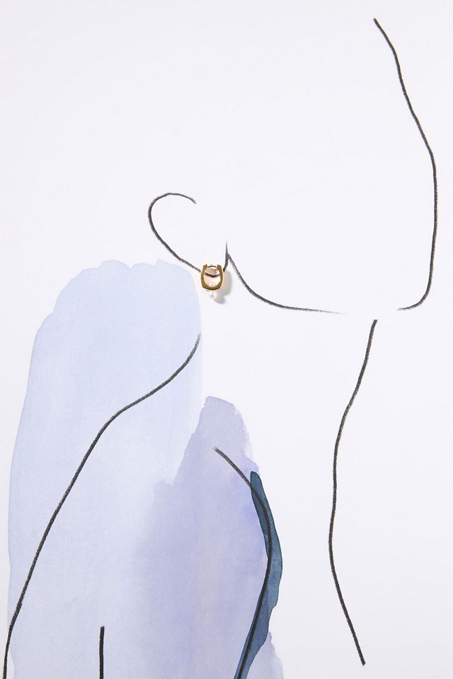 Missoma Small Button Pearl Square Huggie Hoop Earrings #1