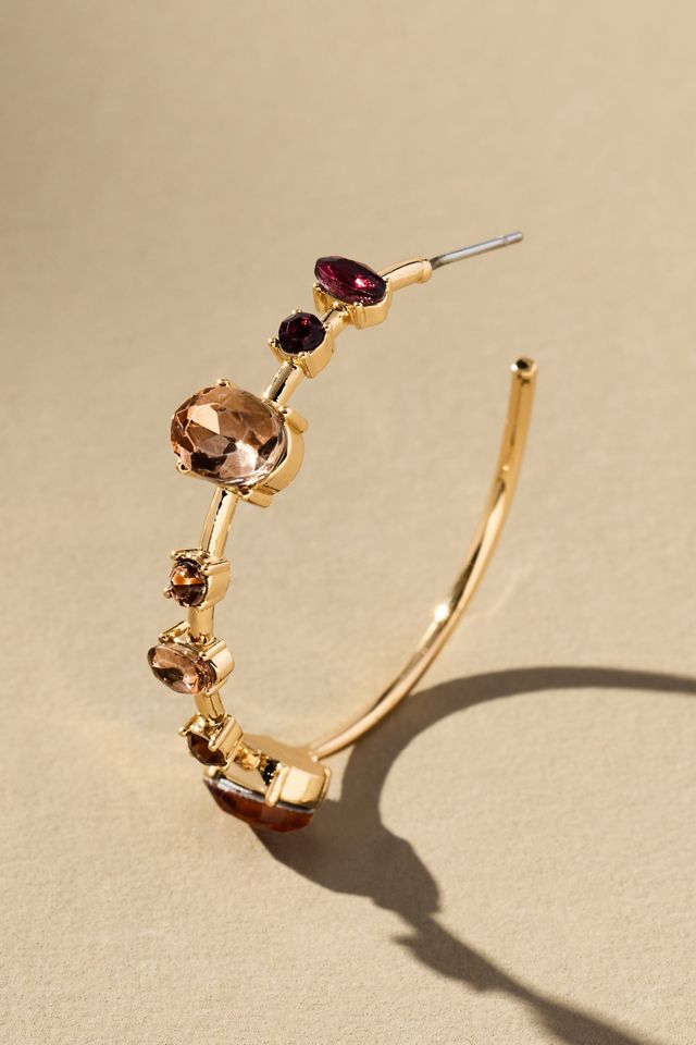 Spaced Crystal Hoop Earrings #1