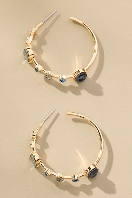 Spaced Crystal Hoop Earrings