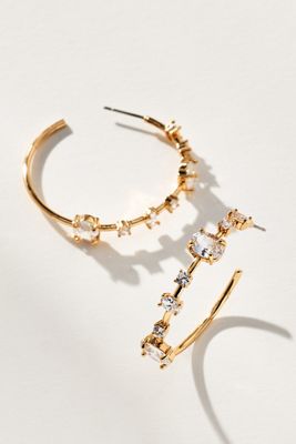 Spaced Crystal Hoop Earrings