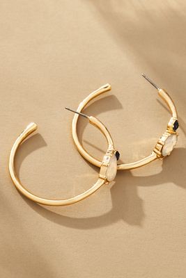Double Stone Hoop Earrings