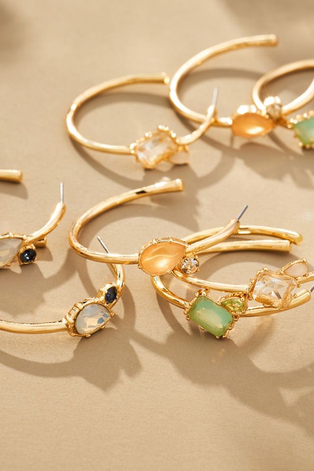 Double Stone Hoop Earrings #1