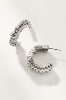 Ribbed Metal Hoop Earrings