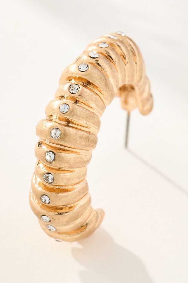 Ribbed Metal Hoop Earrings #1
