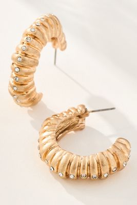 Ribbed Metal Hoop Earrings