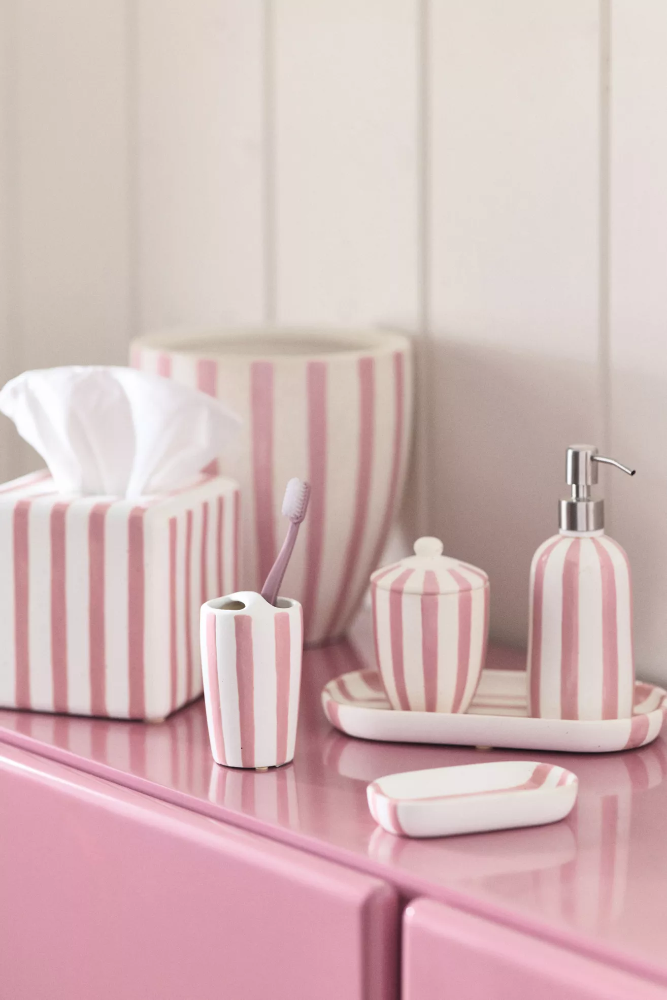 Striped Ceramic Tissue Box Cover - thumbnail 4