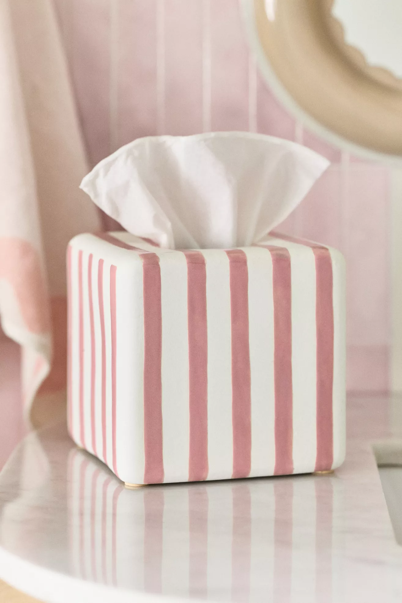 Striped Ceramic Tissue Box Cover - thumbnail 3