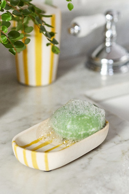 Striped Ceramic Soap Dish