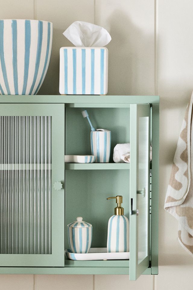 Striped Ceramic Soap Dispenser