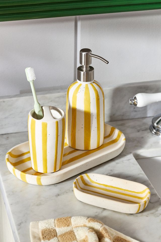 Striped Ceramic Soap Dispenser #1