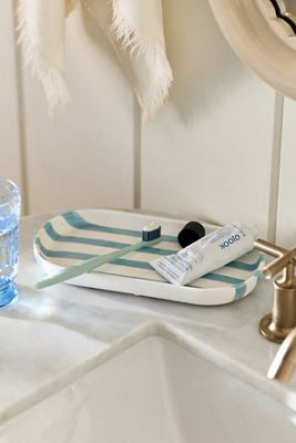 By Anthropologie Striped Ceramic Bath Tray