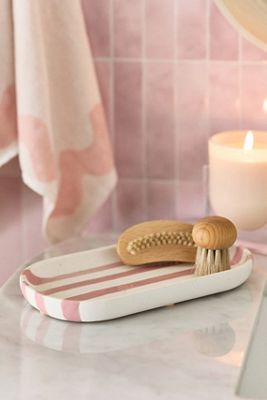 By Anthropologie Striped Ceramic Bath Tray
