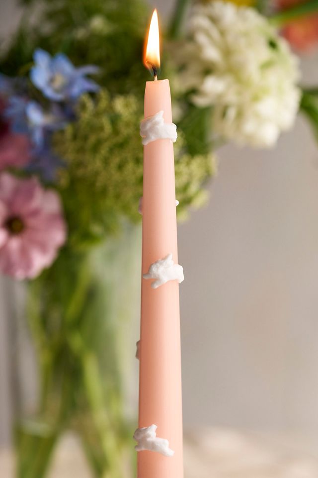 Hopping White Bunny Taper Candles, Set of 2 #1