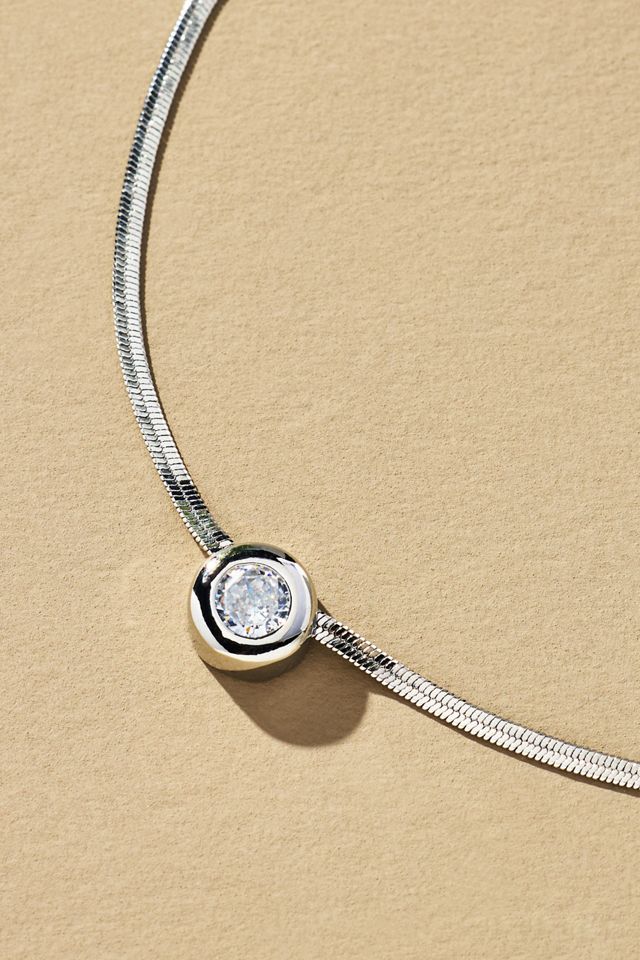 Delicate Crystal Bezel Necklace #1