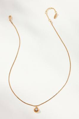 By Anthropologie Delicate Crystal Bezel Necklace In Gold