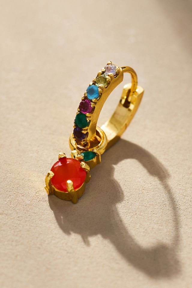 Amorcito Orange Charm Huggie Hoop Earrings #1