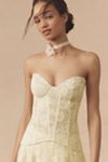 V. Chapman Carolena Strapless Sweetheart A-Line Lace Midi Set