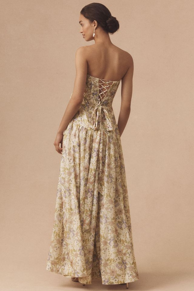 V. Chapman Rosamund Organza Strapless Sweetheart Corset Drop-Waist Maxi Gown