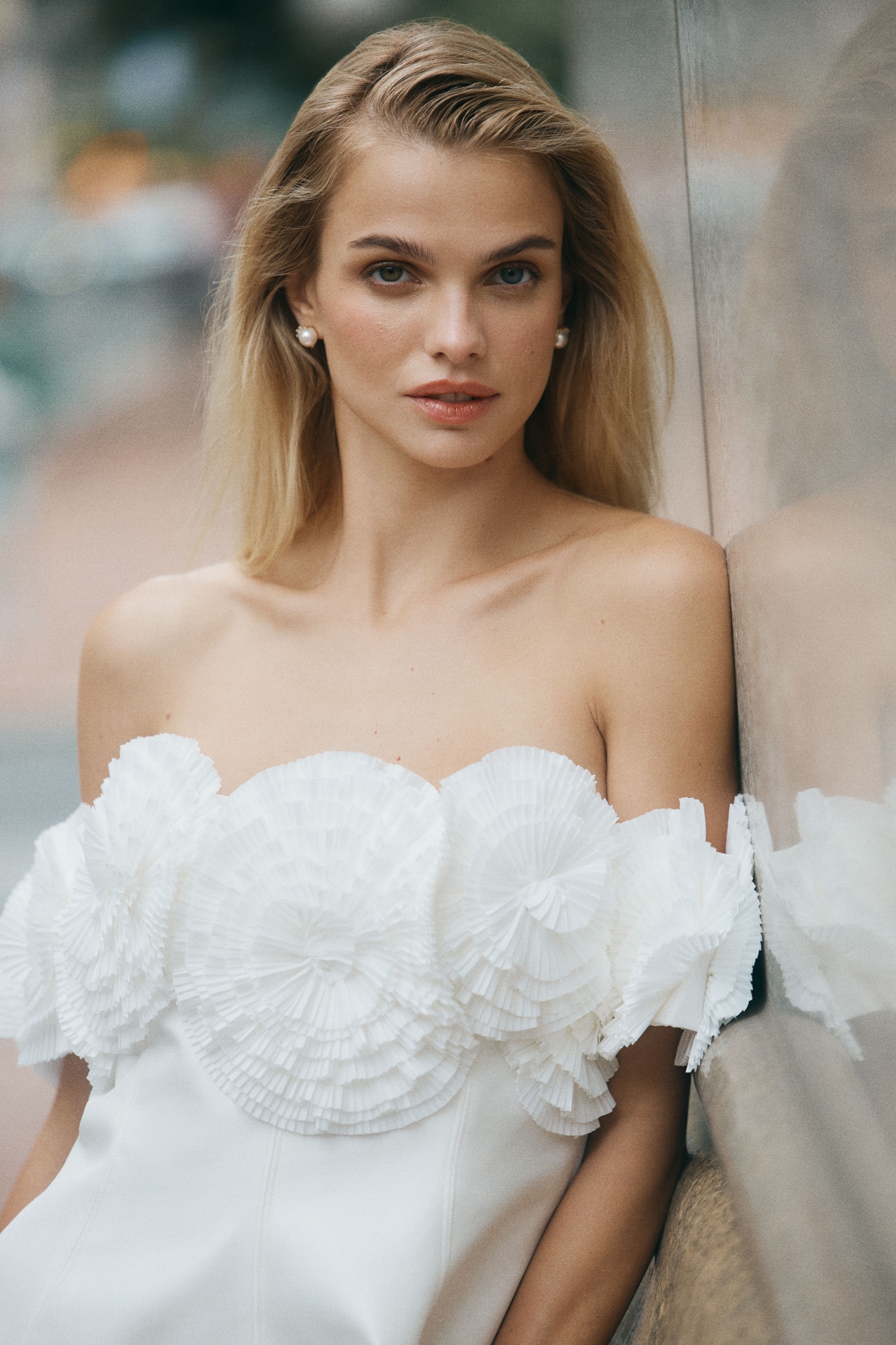Acler Trusley Off-The-Shoulder Rosette Satin Mini Dress