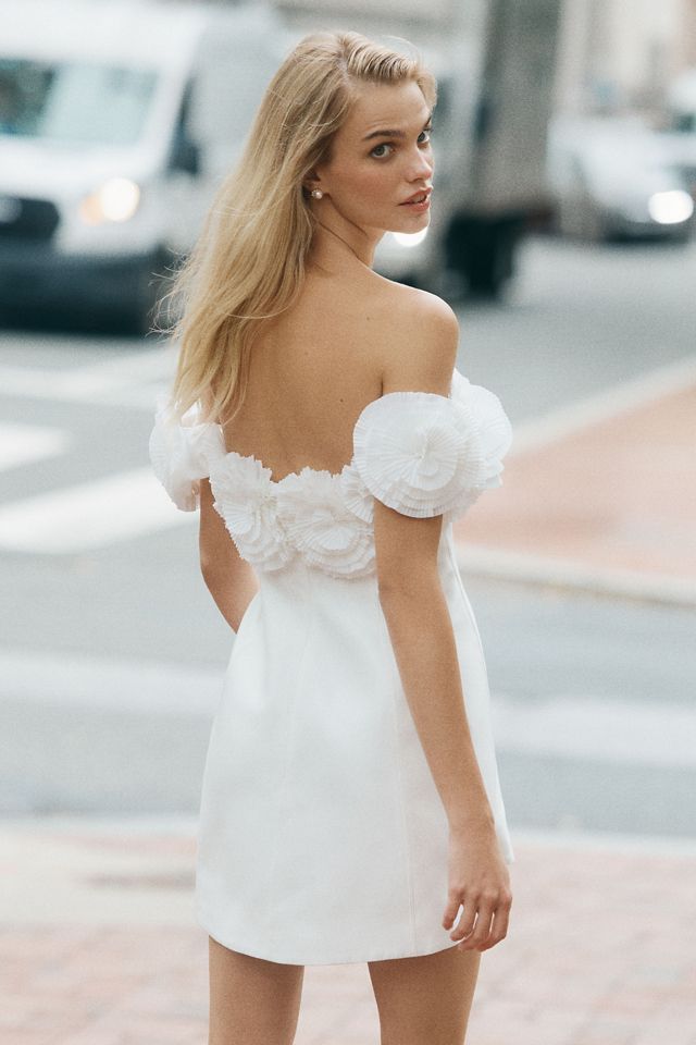 Acler Trusley Off-The-Shoulder Rosette Satin Mini Dress #2