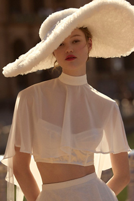 Selezza London Wide-brim Tulle Hat In White