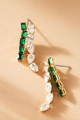 NADRI EMERALD ISLE CRYSTAL DOUBLE LINEAR DROP EARRINGS 