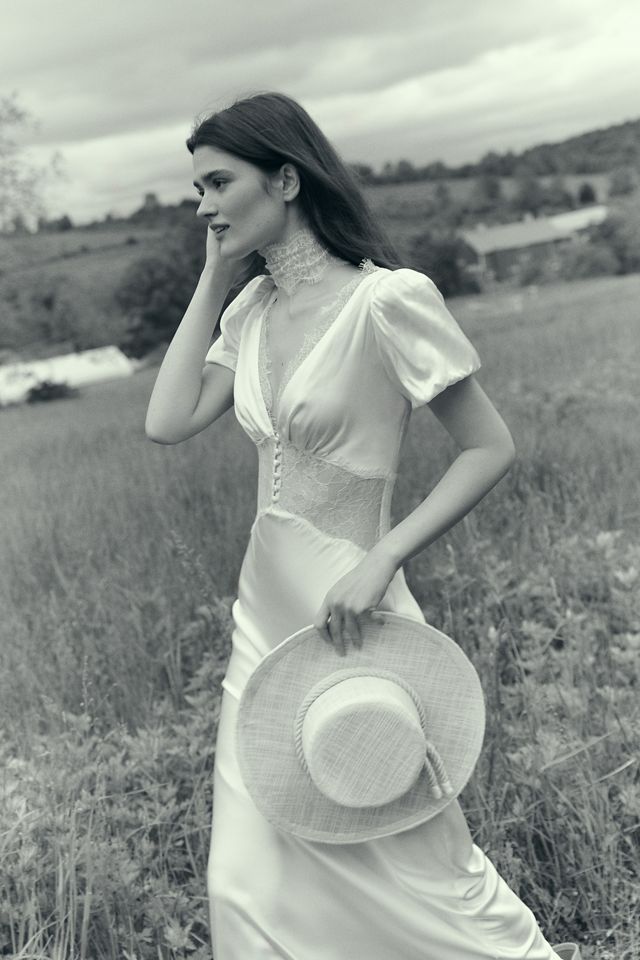 De La Vali Puff-Sleeve Silky Maxi Dress #5