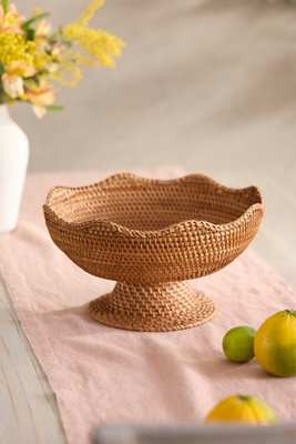 Scalloped Rattan Bowl