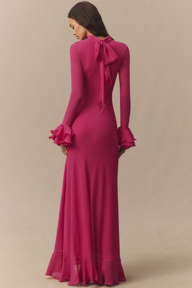 De La Vali Diara Long-Sleeve Mock-Neck Maxi Dress #1