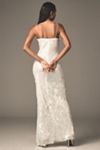 BHLDN Cap-Sleeve Lace Stretch Satin Maxi Dress