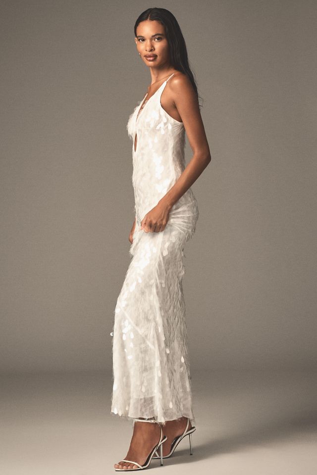 MISHA Sapphire Sequin Plunge Maxi Dress #5