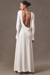 BHLDN Long-Sleeve Cowl-Back Drop-Waist Side-Slit Maxi Dress