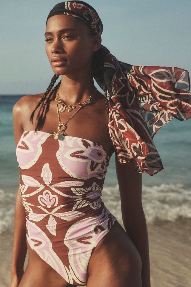 By Anthropologie Printed Silk Chiffon Sarong Skirt #1