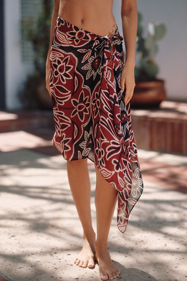 By Anthropologie Printed Silk Chiffon Sarong Skirt #3