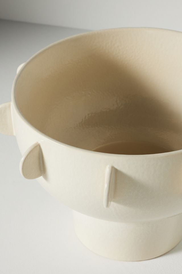 Half Moon White Ceramic Footed Bowl #1